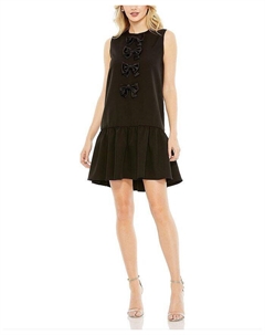 Платье А-силуэта без рукавов с бантом и многоуровневым подолом, черный Mac duggal