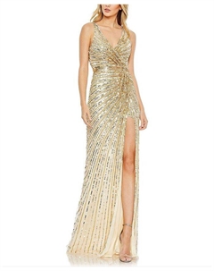 Платье без рукавов с искусственным запахом и пайетками, золотой Mac duggal