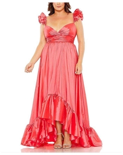 Платье с высокими низкими оборками, розовый Mac duggal