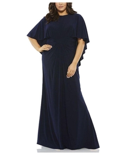 Платье трапециевидной формы с рукавами-накидкой Mac Entry, синий Mac duggal