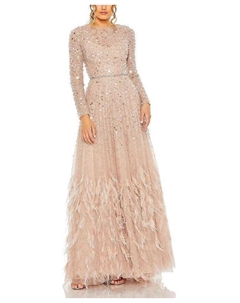 Платье с перьями и пайетками, розовый Mac duggal