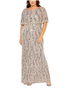 Платье-футляр с накладным верхом, коричневый/бежевый Mac duggal