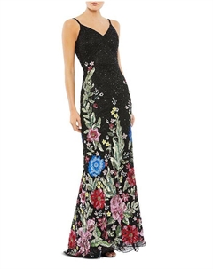 Платье с цветочным принтом и пайетками, черный Mac duggal