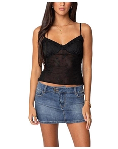 Прозрачная кружевная майка Angelina, черный Edikted