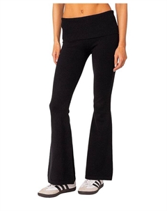 Трикотажные брюки с откидной посадкой и низкой посадкой Desiree, черный Edikted