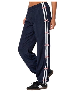 Нейлоновые спортивные брюки с полосками и бантиками, синий Edikted