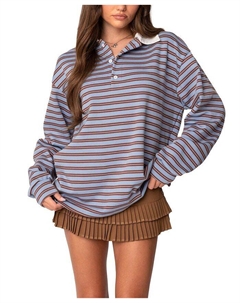 Рубашка оверсайз с воротником в полоску, синий Edikted