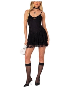 Мини-платье с кружевным корсетом Lyla, черный Edikted