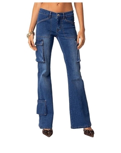 Джинсовые брюки-карго Roslyn, синий Edikted