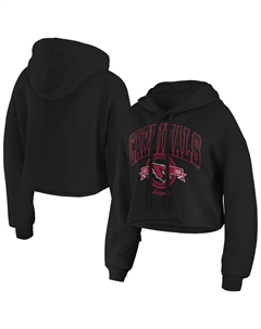 Женская одежда от Erin Andrews Черный флисовый укороченный пуловер с капюшоном Arizona Cardinals Unbranded