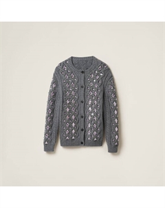 Шерстяной вязаный кардиган, серый Miu miu