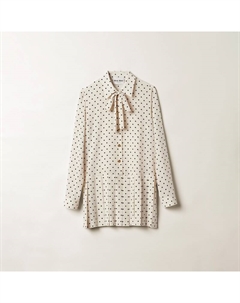 Платье из крепдешина с принтом, белый Miu miu