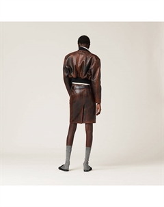 Юбка из кожи наппа, коричневый Miu miu