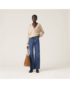 Расклешенные джинсы из денима, синий Miu miu