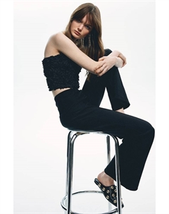 Короткий топ бандо с аппликациями, черный H&m