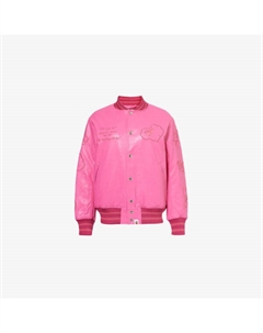 Куртка из синтетической кожи с вышивкой в университетском стиле, розовый A bathing ape®