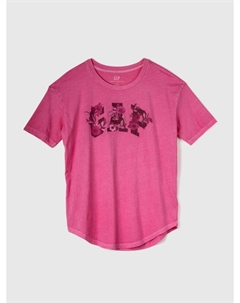 Футболка с цветочным логотипом, розовый Gap