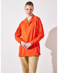 Туника с широким воротником и вышивкой Коралловый Kayra