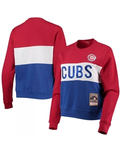 Женский пуловер Mitchell & Ness Royal Chicago Cubs Color Block 2.0 Unbranded