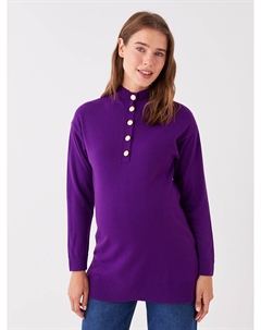 Полуводолазка, однотонная трикотажная туника с длинными рукавами для беременных, фиолетовый Lc waikiki maternity