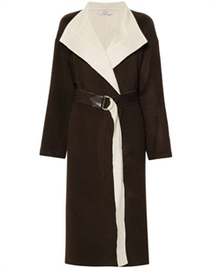 Пальто с поясом и воротником-шалькой, коричневый Liska