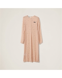 Шифоновое платье с вышивкой, розовый Miu miu