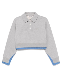 Хлопковая толстовка-поло, серый Miu miu