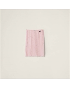 Шифоновая юбка с вышивкой, розовый Miu miu