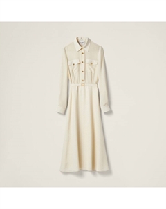 Длинное платье из крепдешина, белый Miu miu