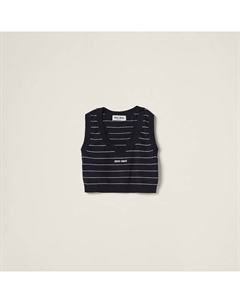 Трикотажный топ из вискозы, синий Miu miu