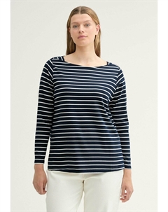 Топ с длинными рукавами PLUS GESTREIFTES LANGARM , темно-синий Tom tailor