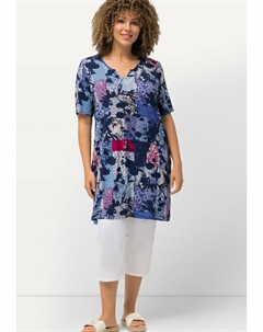 Туника FLORAL PATCH PRINT SHORT SLEEVE KNIT , темно-синий Ulla popken