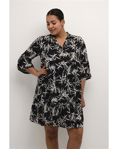 Платье летнее CURVE KCAMI, черно-белый с принтом листьев Kaffe curve
