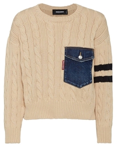 Джемпер фактурной вязки, нейтральный Dsquared2