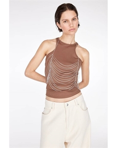 Майка в рубчик, коричневый H&m