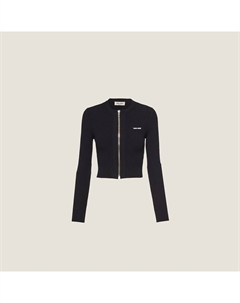 Кардиган из вискозы с круглым вырезом, черный Miu miu