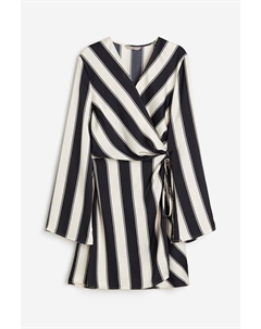 Платье Satin Wrap, кремовый/черный H&m