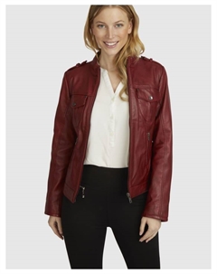 Кожаная куртка, красный Bugatti