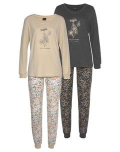 Пижама, цвет sand-geblümt, dunkelgrau-geblümt Vivance dreams