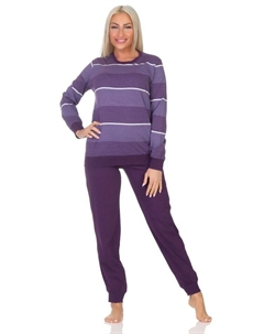 Пижама Frottee langarm Bündchen Streifenoptik, фиолетовый Normann