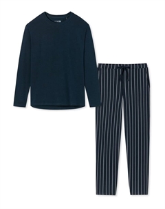 Пижама Organic Cotton, цвет blau gestreift/dunkelblau Schiesser