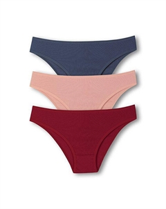 Текстурированные трусы из хлопка на шнурке, женские трусики из 3 предметов, пудрово-синий Hnx