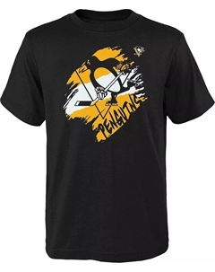 Молодёжная футболка НХЛ Питтсбург Пингвинз с нокаутом чёрная Outerstuff