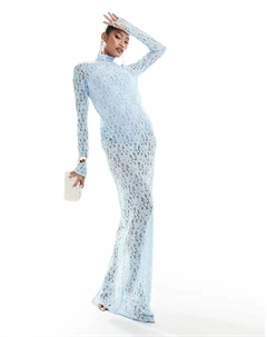 Кружевное боди-платье макси бледно-голубого цвета Asos design