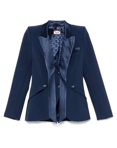 Креповый блейзер с атласными лацканами, синий Elisabetta franchi