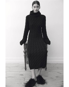 Платье миди косой вязки, черный H&m