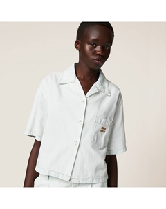 Джинсовая рубашка из шамбре, голубой Miu miu