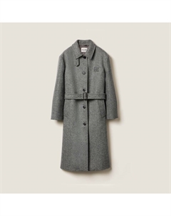 Прямое пальто в елочку, черный Miu miu