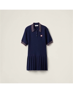 Платье-Поло из шерсти и кашемира, синий Miu miu