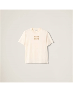 Футболка из джерси, бежевый Miu miu